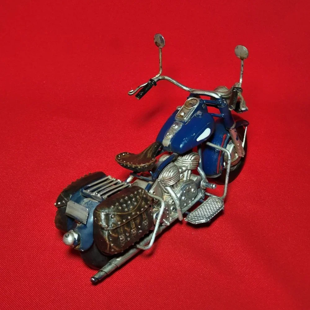 Vintage Motorcycle Custom Blue Metal Model